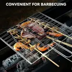 Barbecue Net Clamp Iron Wire Mesh with Wooden Handle for Camping Grill – 43x15cm