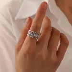 Zircon Ring Bamboo Joint Design Adjustable Fashion Jewelry Finger Band