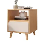 Bedside Table with Drawers Nightstand Wood End Table Bedroom Storage Space Saving