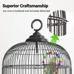 Round Bird Cage Metal Cage Large Pet Birdcage Indoor Outdoor Parrot