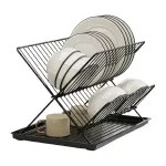 Kitchen Storage Rack Bowl Rack Household Draining Rack Multi-Functional Organizer - Black