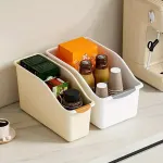 2pcs Cabinet Storage Box Miscellaneous Organizer Household Container Plastic Bin – L-Beige