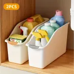 2pcs Cabinet Storage Box Miscellaneous Organizer Household Container Plastic Bin – L-White