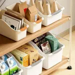 2pcs Cabinet Storage Box Miscellaneous Organizer Household Container Plastic Bin – L-White