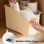 2pcs Cabinet Storage Box Miscellaneous Organizer Household Container Plastic Bin – L-White