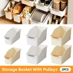 2pcs Cabinet Storage Box Miscellaneous Organizer Household Container Plastic Bin – L-White