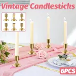 6PCS Gold Candle Holder Decoration Tabletop for Christmas Romantic Dinner Decor