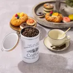 3PCS White Tinplate Coffee Tea Sugar Storage Jar Set Sealed Kitchen Counter