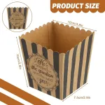 48pcs Popcorn Boxes Striped Paper Retro Candy Containers Movie Party Birthday