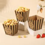 48pcs Popcorn Boxes Striped Paper Retro Candy Containers Movie Party Birthday