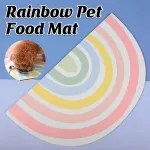 Rainbow Pet Food Mat Waterproof Non Slip Dog Cat Bowl Placemat PU