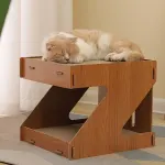 Solid Wood Cat Scratching Board Integrated Vertical Double-layer Cat House