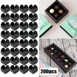 200pcs Valentines Day Paper Chocolate Trays Foldable Dessert Packaging Gift