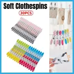30pcs Household Clothes Clip Non Trace Soft Grip Clothespins Laundry Pegs Hanger – Colourful