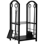 5-Piece Firewood Storage Rack and Fireplace Tool Set