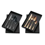 8-Piece Stainless Steel Cutlery Set – 2 Sets of Knife Fork Dinner Spoon Teaspoon – Rose Gold