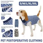 Dog Recovery Suit Anti-Lick Wound Protector Pet Clothing Post-Surgery Belly – Stripes-XL
