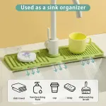 Faucet Draining Pad Narrow Sink Splash Guard Mat for Washbasin Water Catcher – Green
