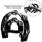 Double Half Moon Tambourine Handheld Musical Percussion Instrument Bell Drum – Green