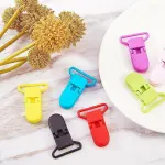 60 Random Colored Plastic Pacifier Dummy Clip Suspender Badge Holder for Crafts