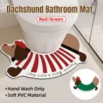 Dachshund U Shaped Floor Mats Non Slip Dirt Resistant Foot Mats for Toilet Home – Green
