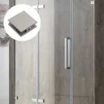 Shower Glass Clip Single Hole Square Bracket Partition Bathroom Accessories – Nickel