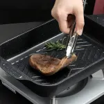 Barbecue Baking Pan Carbon Steel Non Stick Rectangular Grill Tray for Oven BBQ