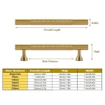 6 Sizes Gold Cabinet Door Handle Light Luxury Bronze Pull for Wardrobe Drawer – 192mm-Hole Distance