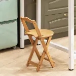 Foldable Bamboo Bar Stool with Backrest Space-Saving Lightweight Design