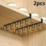 2-Piece Black Under-Shelf Cup Holder Rack Set