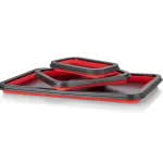 3PCS Foldable Metal Parts Tray Set Silicone Tool Organizer for Garage Repair