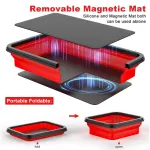 3PCS Foldable Metal Parts Tray Set Silicone Tool Organizer for Garage Repair