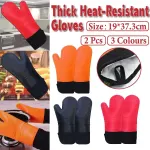 2pcs Insulated Oven Mitts Heat Resistant Gloves for Kitchen Household Use – Orange