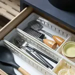 4PCS Drawer Storage Organizer Box Multi Compartment Kitchen Tableware Sorting
