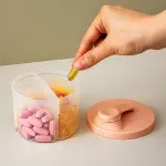3Pcs Portable Pill Organizer Weekly Medicine Compartment Box Travel Daily Use – Pink
