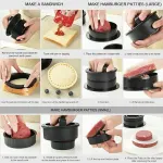 Manual Hamburger Press Round Meat Patty Mould BBQ with 100 Wax Discs