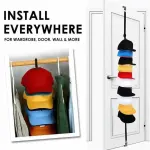 Over Door Hat Rack Baseball Cap Holder Storage Strap with Clips Closet Organizer – 20 Cips