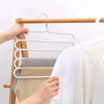 5pcs 5 Tier Trouser Rack Multifunctional Hanging Wardrobe Scarf Tie Hanger Set – Pink