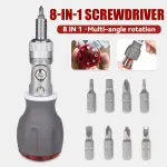 8 in 1 Multi Function Ratchet Screwdriver Durable Chrome Vanadium Steel Repair