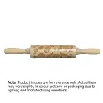 Christmas Wooden Rolling Pin Engraved Pine Cone Leaf Pattern Baking Embossed
