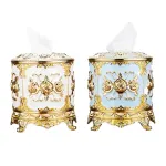 Luxury Vintage Round Tissue Box Paper Towel Holder Stylish Kitchen Storage Decor – White