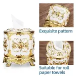 Luxury Vintage Round Tissue Box Paper Towel Holder Stylish Kitchen Storage Decor – White