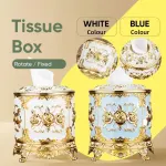 Luxury Vintage Round Tissue Box Paper Towel Holder Stylish Kitchen Storage Decor – White