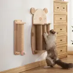 2Style Wood Wall-Mounted Natural Sisal Rope Cat Scratching Claw Grinding Pet Toy – Single Column Pink