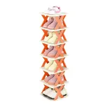 6/7 Tier Shoe Rack Space Saving Small Shoe Cabinet Storage Shelf Organizer – Orange-7 Layer