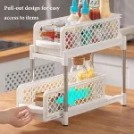 Bathroom Kitchen Sink Storage Rack Drawer Plastic Shelf Seasoning Holder – Grey