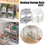 Bathroom Kitchen Sink Storage Rack Drawer Plastic Shelf Seasoning Holder – Grey