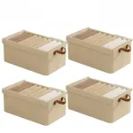 4pcs Foldable Clothes Storage Box Organizer Fabric Storage Box for Organization – Beige