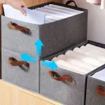4pcs Foldable Clothes Storage Box Organizer Fabric Storage Box for Organization – Grey