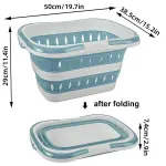 Large Folding Laundry Basket Plastic Dirty Clothes Hamper Blue Bathroom Storage – Blue